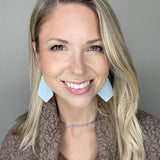 Ice Blue Triangle Texture Chloe Teardrop Earrings