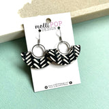 Black and White Arch & Silver Circle Earrings