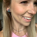 Mini Blooms on Black Cork Earrings