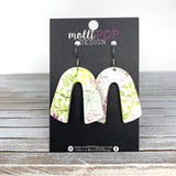 Pastel Spring Flowers Arch Cork Leather Earrings