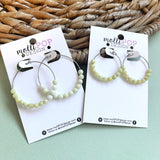 Yellow Jade Beaded Hoops