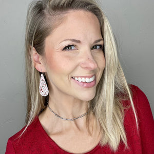 Candy Cane Sparkle Skinny Teardrop Earrings