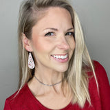 Candy Cane Sparkle Skinny Teardrop Earrings