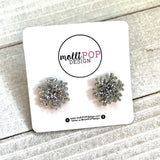 Silver Glitter Snowflake Studs
