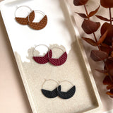 Deep Red Basketweave Double-Sided Hoops