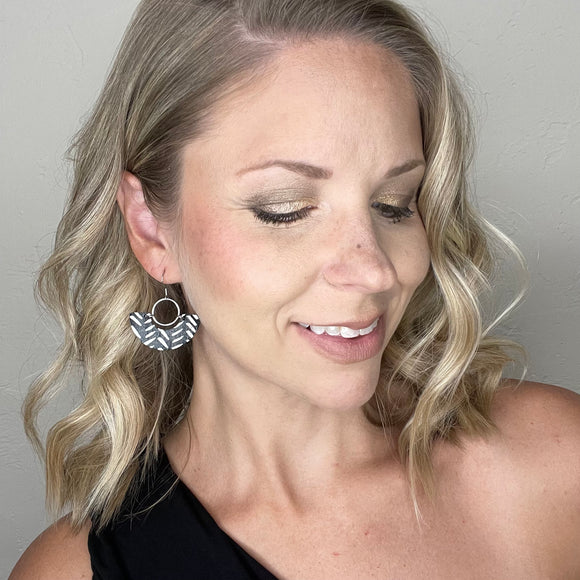 Black and White Arch & Silver Circle Earrings