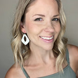 Cactus on White Cork Diamond with Oval Hole Earrings
