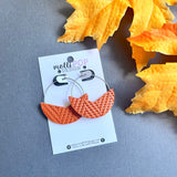 Orange Basketweave Double-Sided Hoops