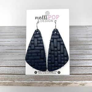 Basket Weave Wedge Leather Earrings