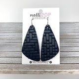 Basket Weave Wedge Leather Earrings