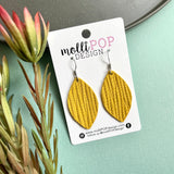 Mustard Palm Leather Leaf Earrings