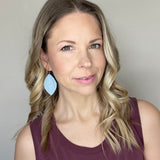 Sky Blue Palm Leather Leaf Earrings