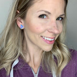 Rainbow Leather Heart Studs