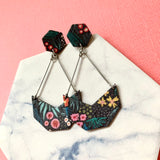 Mini Blooms on Black Cork Earrings