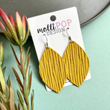 Mustard Palm Leather Leaf Earrings