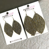 Silver, Gold, Black Textured Leaf Earrings