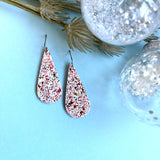 Candy Cane Sparkle Skinny Teardrop Earrings
