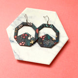 Mini Blooms on Black Cork Earrings